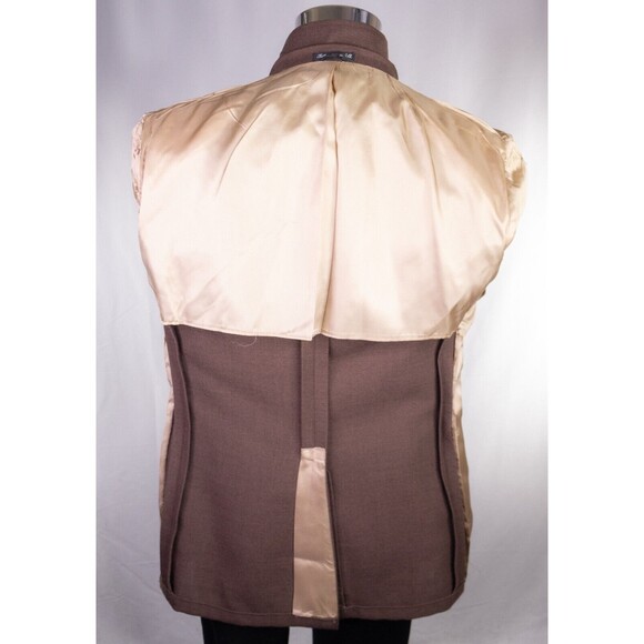 Stafford Two Gold Tone Button Blazer Jacket Brown 41R Sport Coat Solid Wool - Picture 13 of 14